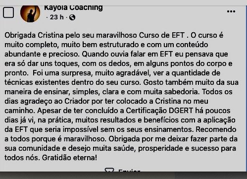 Depoimento Kayola Coaching Curso EFT